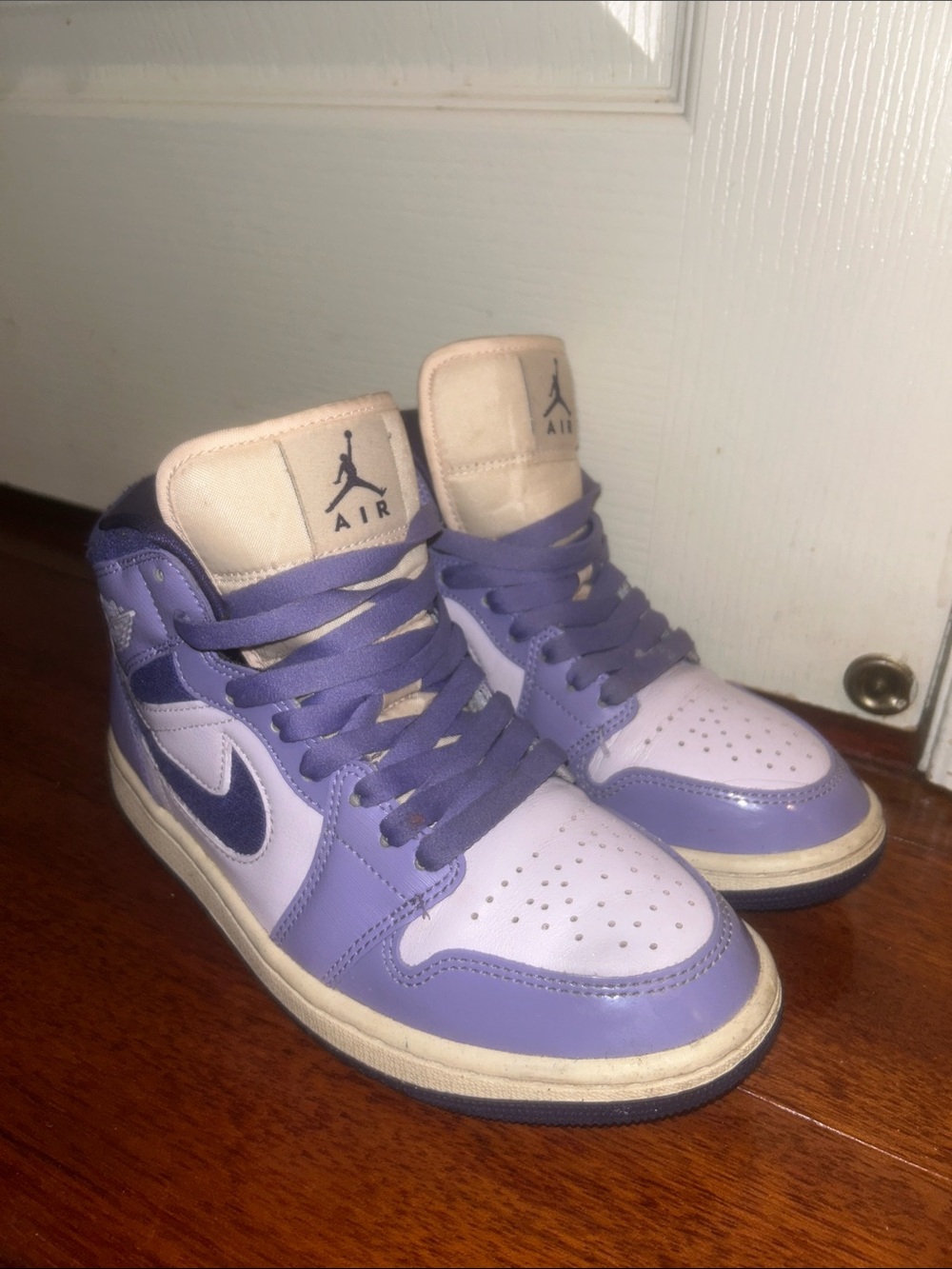 Jordan High-Top Sneakers in Lavender, Cream and Purple